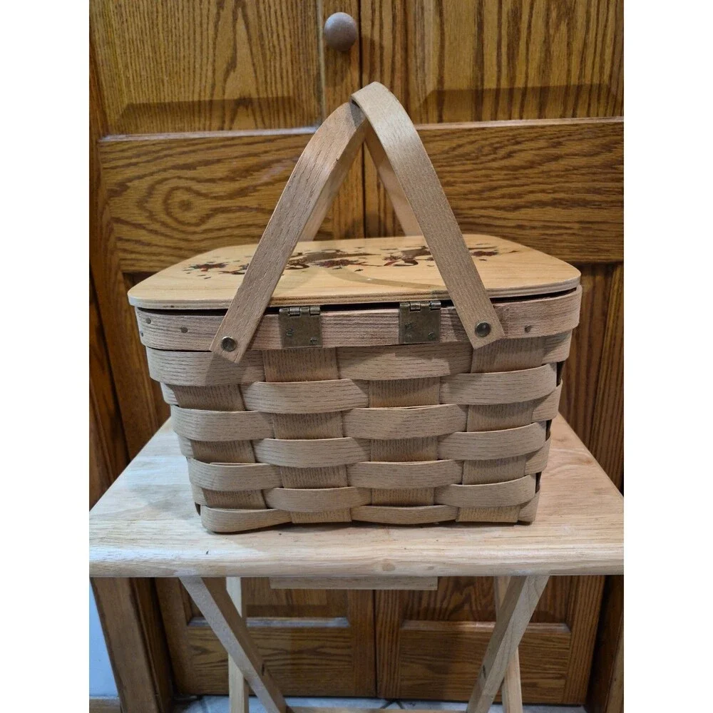 BASKETVILLE-Putney Vermont • Christmas Ducks Pie Basket+Removable Pie Insert